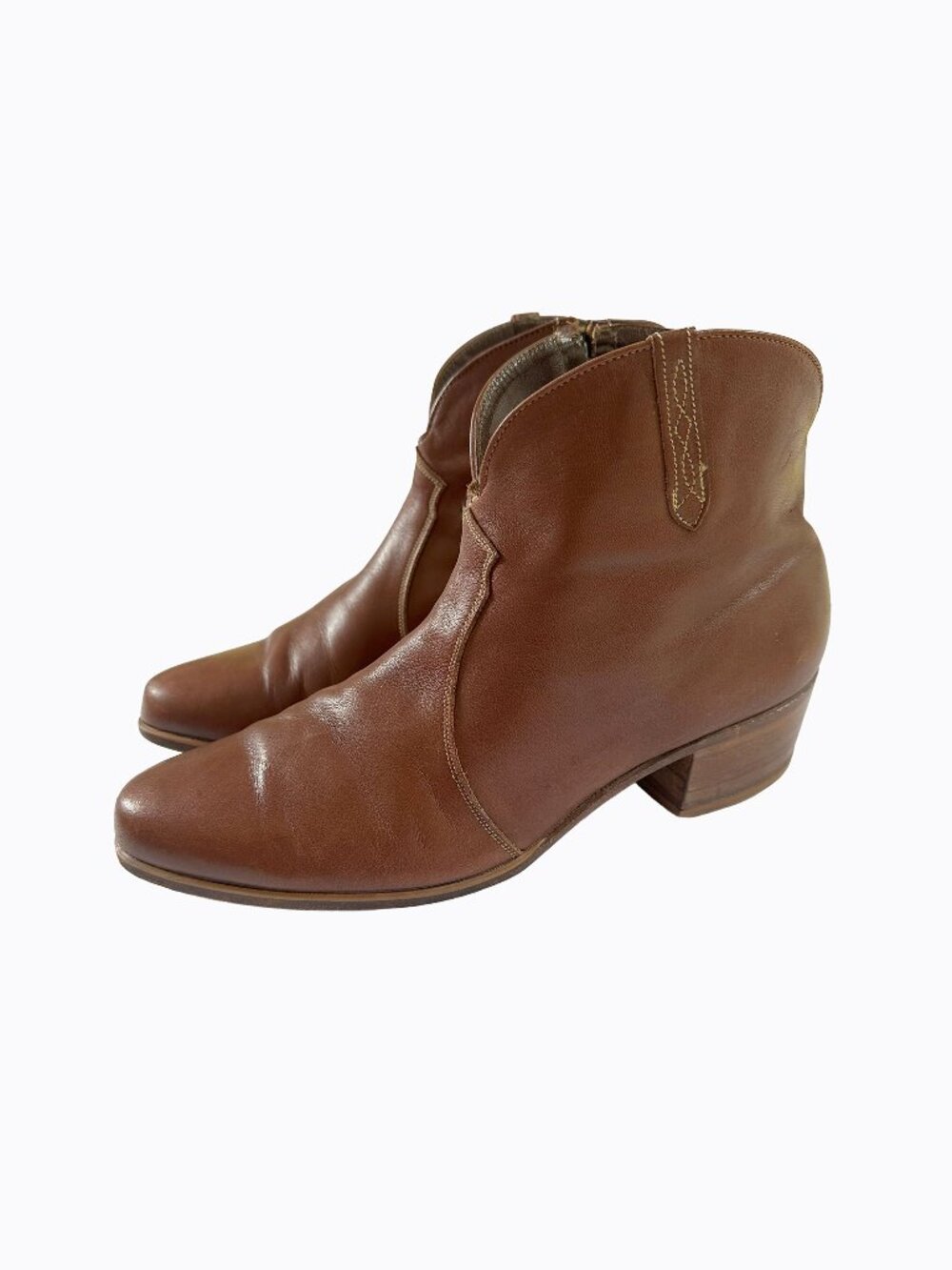 Vtg Florsheim Designer Collection Men Boot 11 Brown Leather Western Side Zip 70s